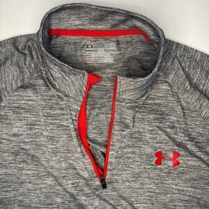 Under Armour XL Gray and Red Striped Quarter Zip Shirt